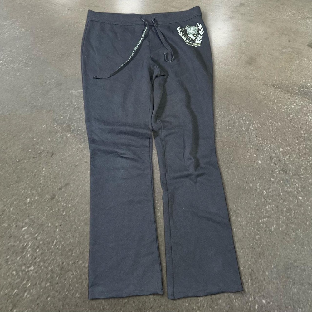Express Y2K Brown Flared Sweatpants Womens Medium Crest Graphic Drawstring
